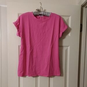 Classic Crew Neck Women's Top in Pink